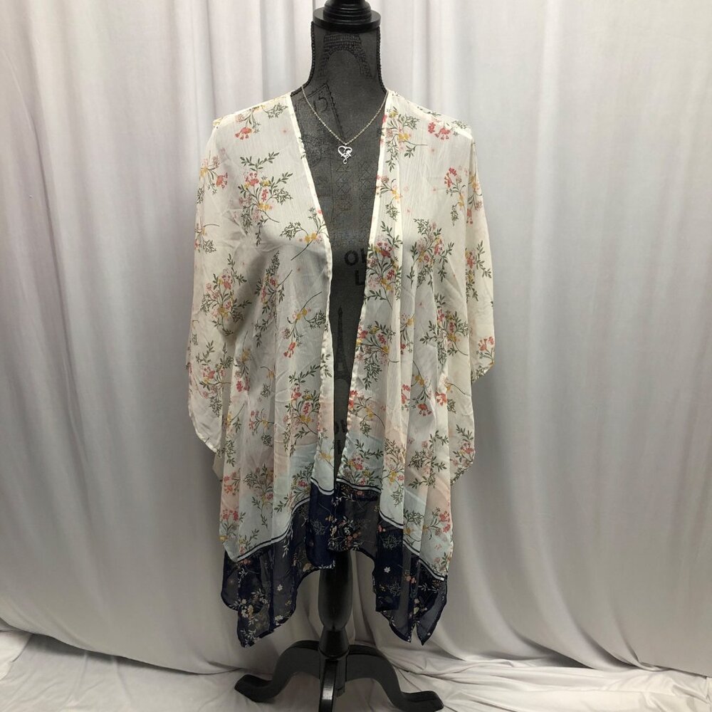 Motherhood Maternity Floral Open Front Kimono Cardigan OS Lightweight Sheer